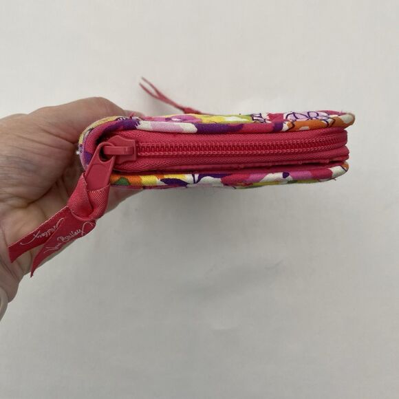 Vera Bradley Wallet Zip Around Turn Lock Organizer Pink Floral Quilted Bloomcore - Picture 9 of 14